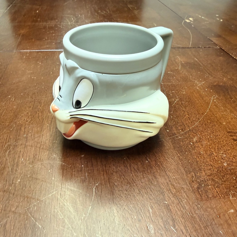 Looney Tunes Bugs Bunny Mug Unisex OS Gray 1992 Vintage 3D Sculpted Plastic Cup‎